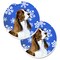 Caroline's Treasures Springer Spaniel Winter Snowflakes Holiday Set of 2 Cup Holder Car Coasters SS4651CARC, 2.56, Multicolor